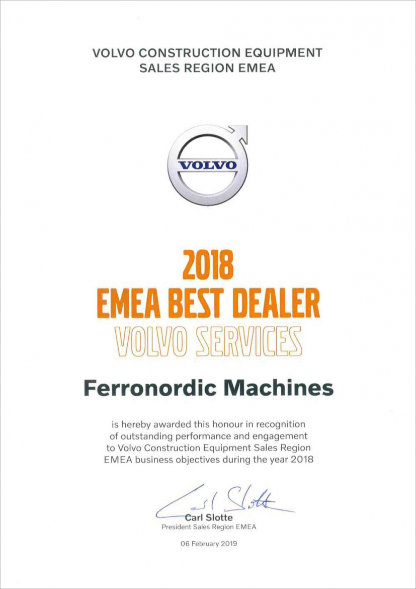 BEST DEALER VOLVO SERVICES 2018